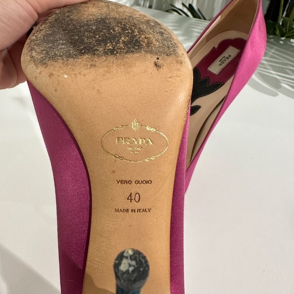 Prada S/S 2008 Fairy Collection Satin Peep-Toe Pumps Size 40 - Picture 7 of 9